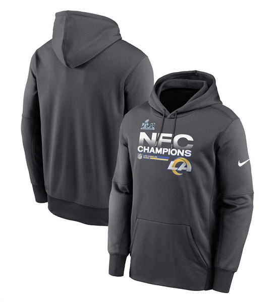 Men's Los Angeles Rams 2022 Black NFC Champions Pullover Hoodie Men's Los Angeles Rams 2022 Black NFC Champions Pullover Hoodie